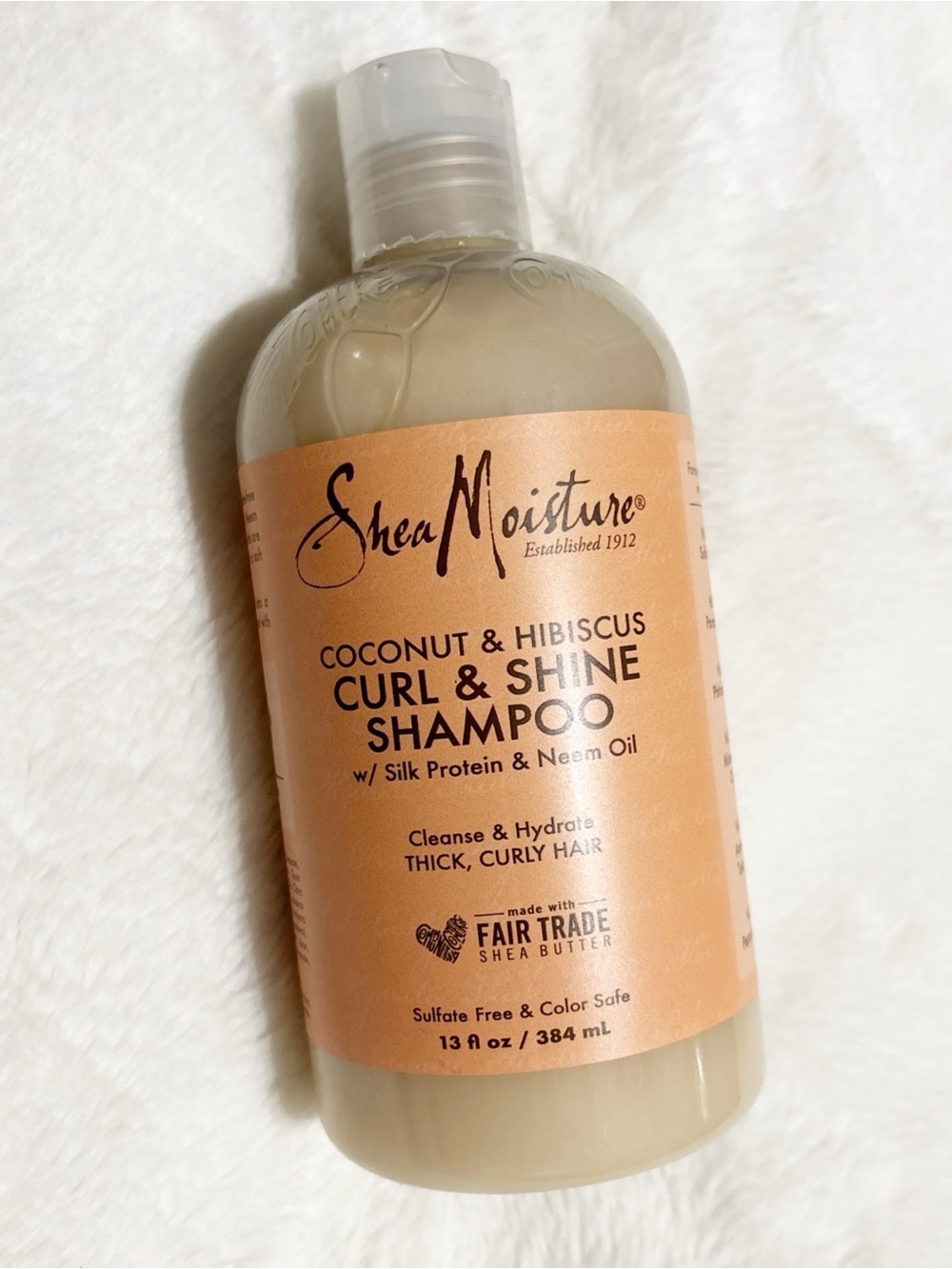 Shea Moisture Peach-Beige Coconut & Hibiscus Curl & Shine Shampoo